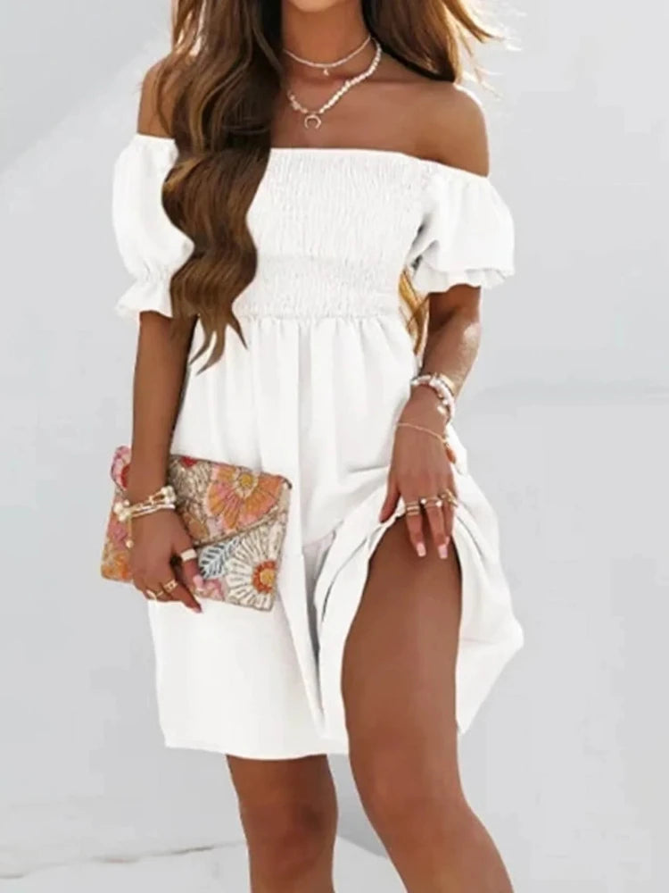 Puff Sleeve Off-Shoulder Dress