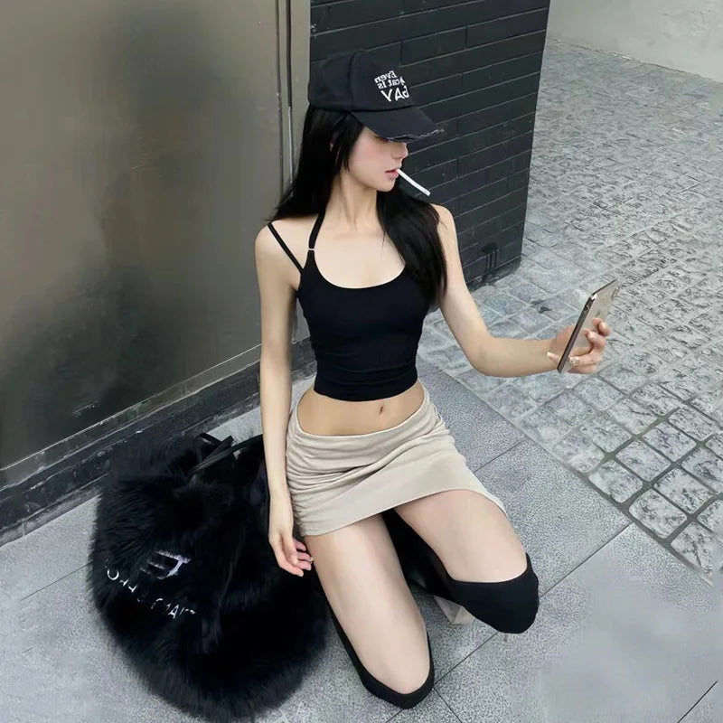 Asymmetric Hem Y2K Mini Skirt