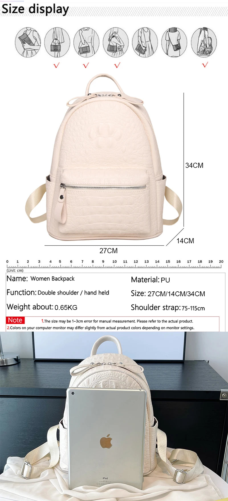 Embroidered Two-Size Backpack