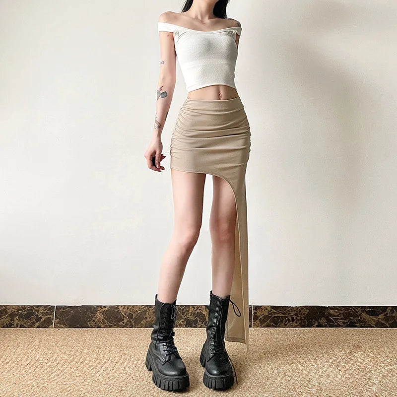 Asymmetric Hem Y2K Mini Skirt
