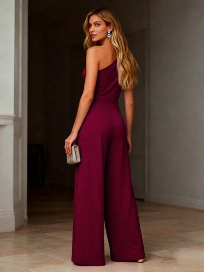 White One Shoulder Ruffle Jumpsuit