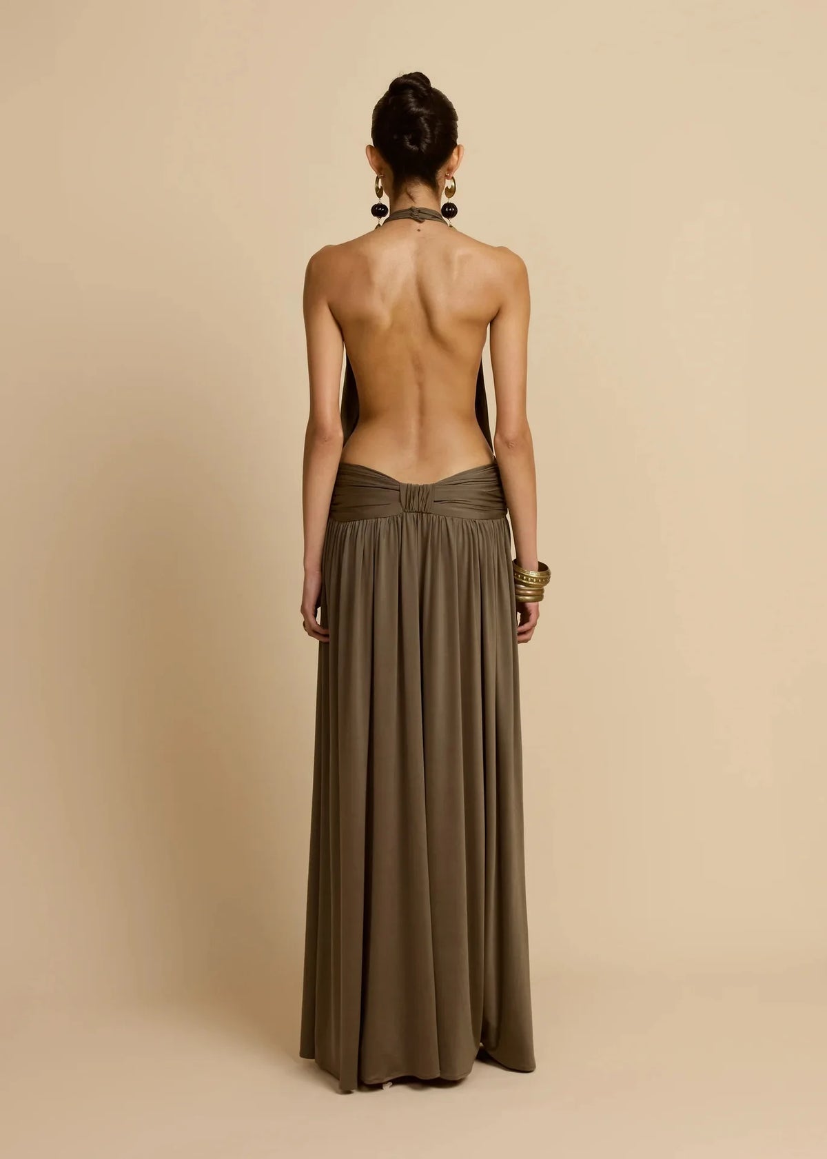 Pleated Halter Neck Banquet Dress