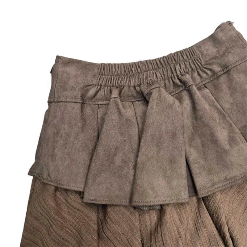Pleated Splice Mini Skirt