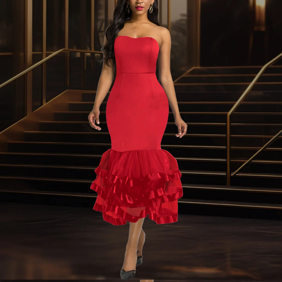 Layered Off-Shoulder Party Dress