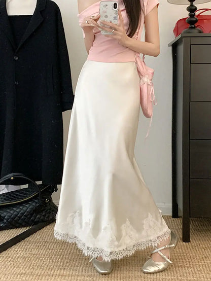 Lace Mesh High Waist Maxi Skirt