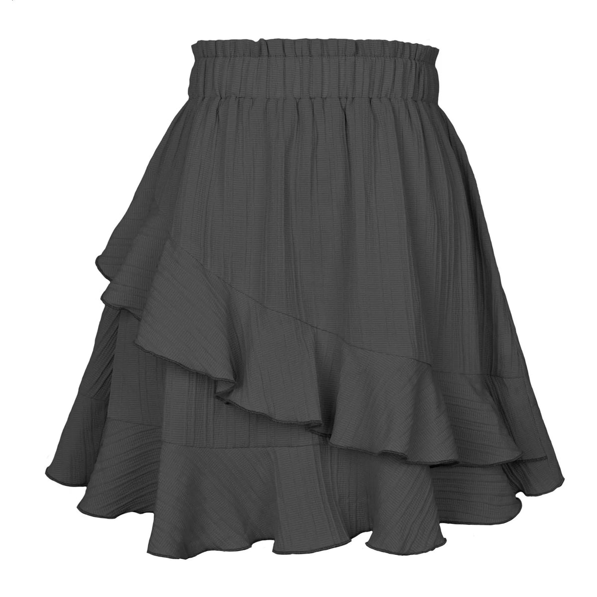 Ruffled Irregular Hem Mini Skirt