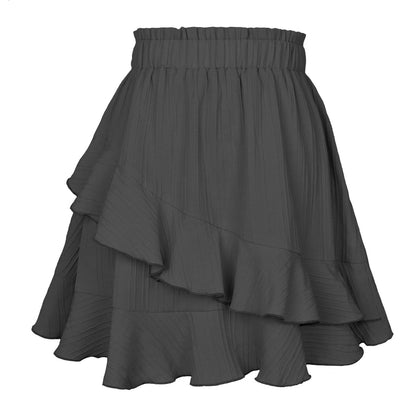 Ruffled Irregular Hem Mini Skirt