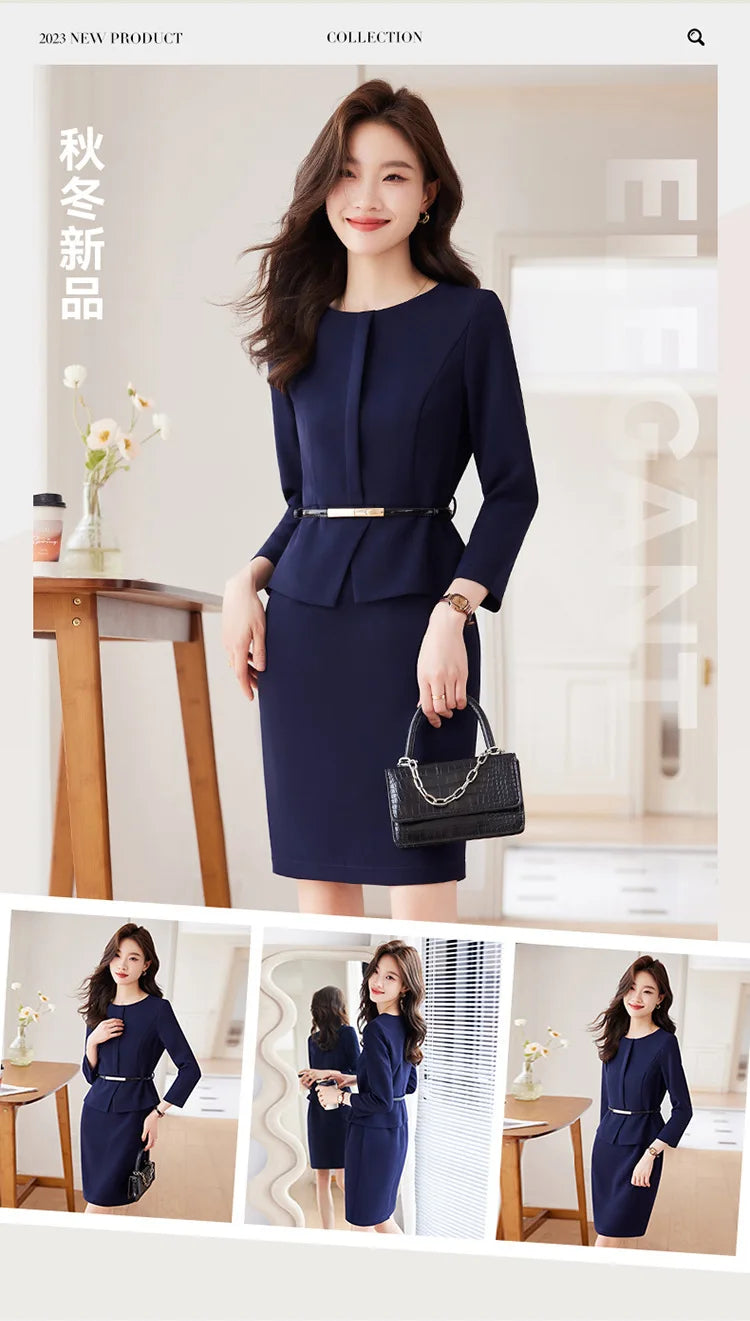 Belted Office Dress with Batwing Sleeves