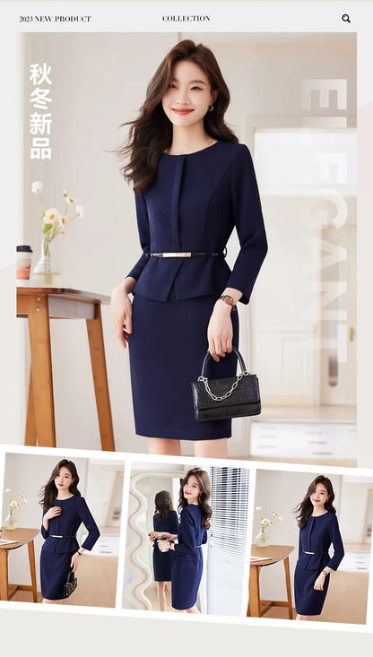 Belted Office Dress with Batwing Sleeves