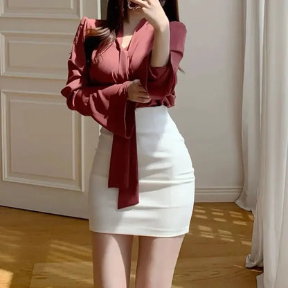 Bow Wrap High Waist Mini Skirt