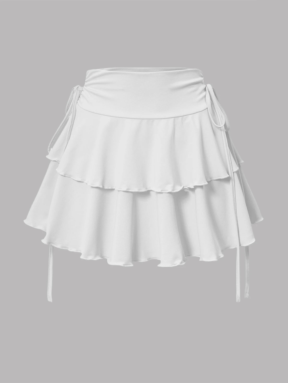 Elastic Waist Lace-Up Mini Skirt