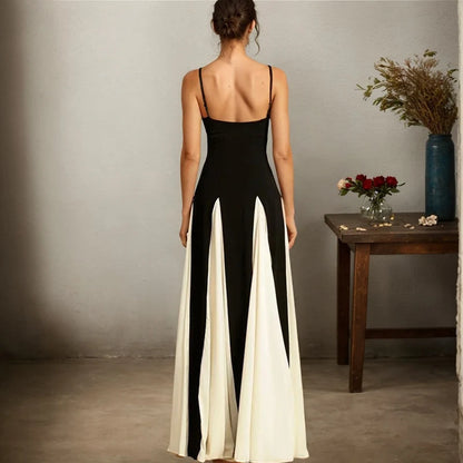 Contrast Patchwork Maxi Slip Dress