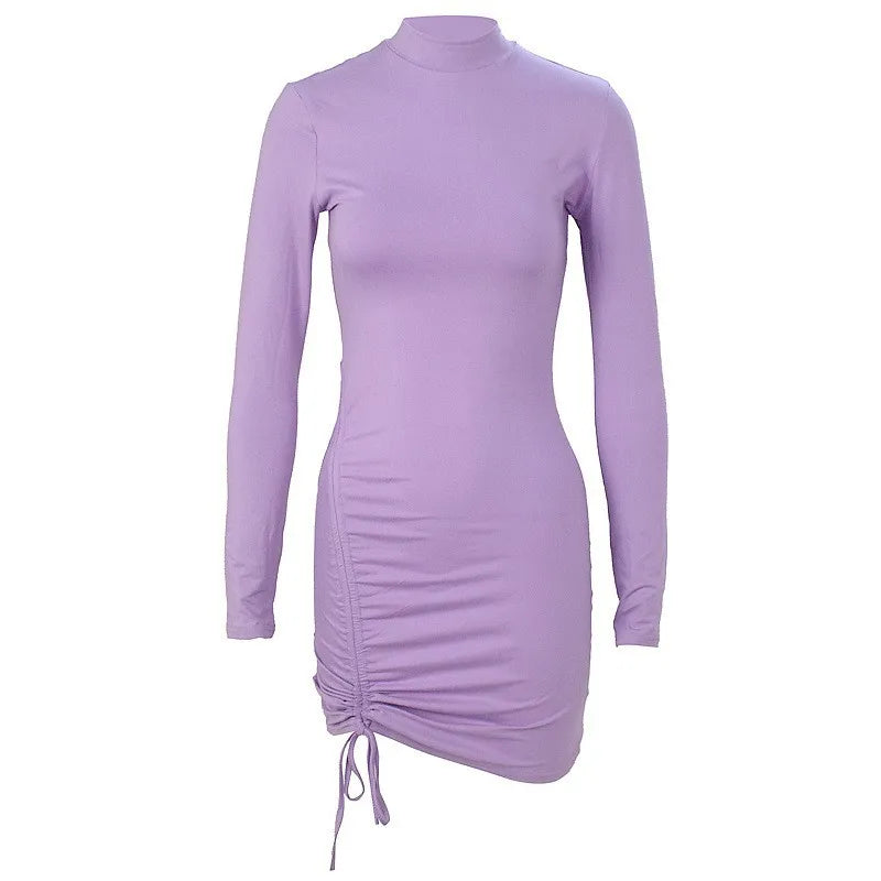 Pleated Tie-Waist Knee Length Dress