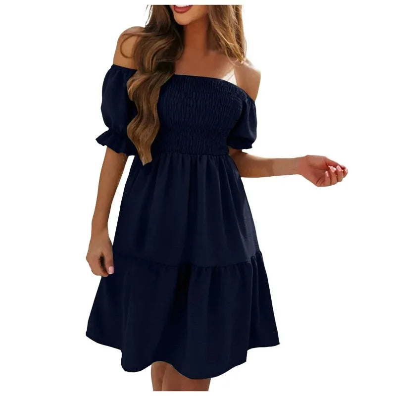 Puff Sleeve Off-Shoulder Dress