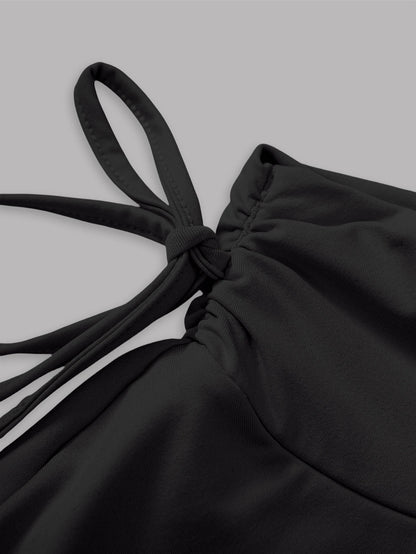 Elastic Waist Lace-Up Mini Skirt