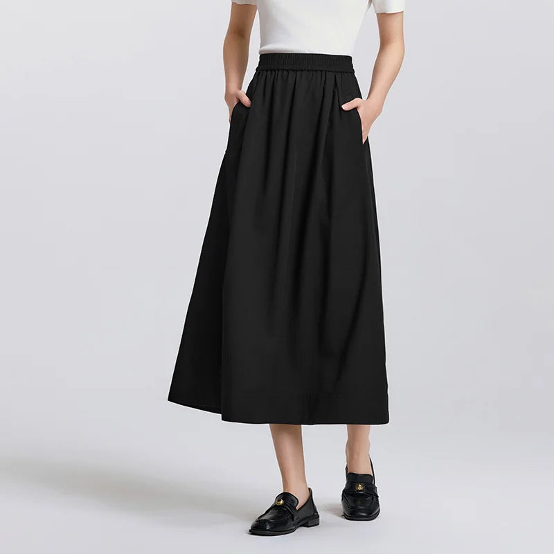 Cotton Lyocell Umbrella A-Line Skirt