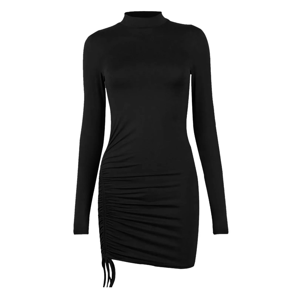 Drawstring Long Sleeve Bodycon Dress