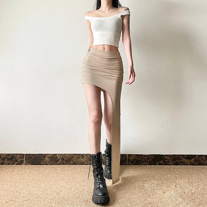 Asymmetric Hem Y2K Mini Skirt