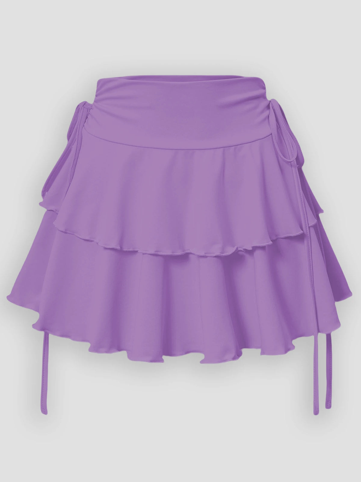 Elastic Waist Lace-Up Mini Skirt