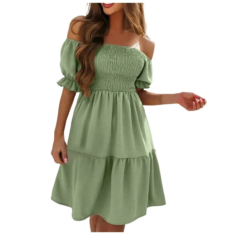 Puff Sleeve Off-Shoulder Dress