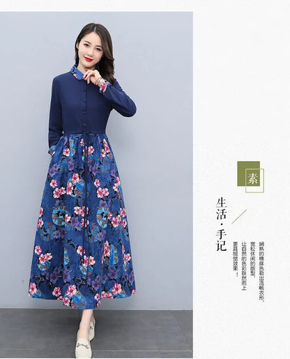 Printed Collared Shirt Maxi Dress
