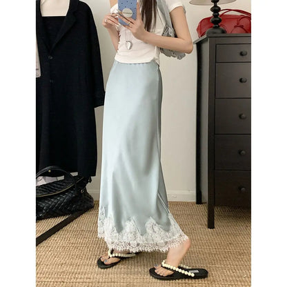 Lace Mesh High Waist Maxi Skirt