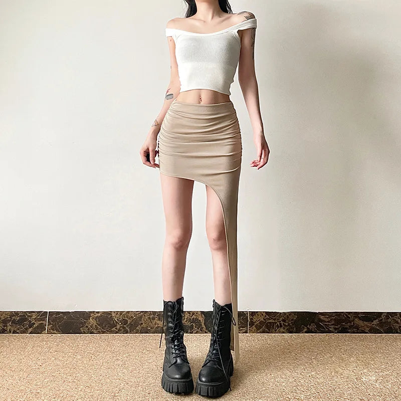 Asymmetric Hem Y2K Mini Skirt