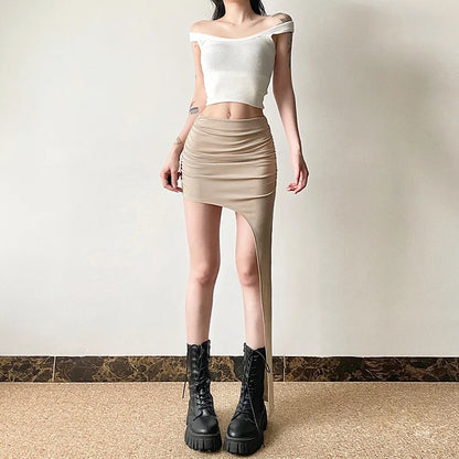 Asymmetric Hem Y2K Mini Skirt
