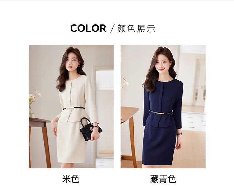 Belted Office Dress with Batwing Sleeves