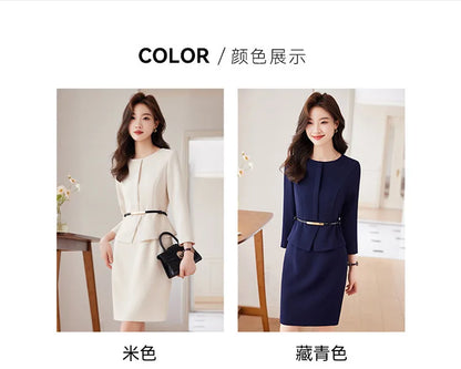 Belted Office Dress with Batwing Sleeves