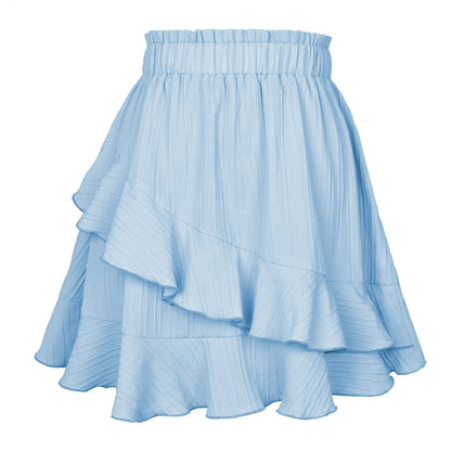 Ruffled Irregular Hem Mini Skirt
