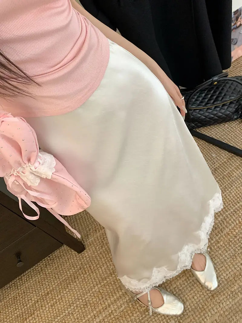 Lace Mesh High Waist Maxi Skirt
