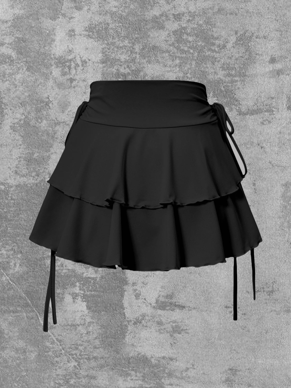 Elastic Waist Lace-Up Mini Skirt