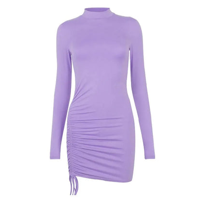 Drawstring Long Sleeve Bodycon Dress