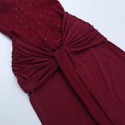 Backless Sequin Ribbon Maxi Dress