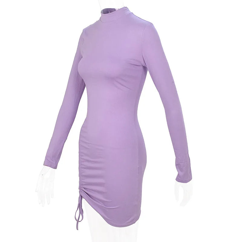 Pleated Tie-Waist Knee Length Dress