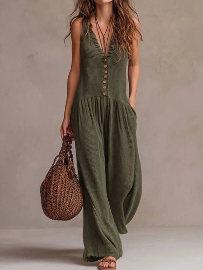 V-Neck Sleeveless Pocket Playsuit