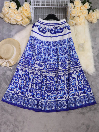 Floral Print Straight Maxi Skirt