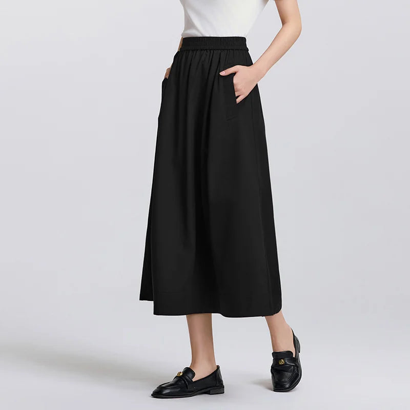 Cotton Lyocell Umbrella A-Line Skirt