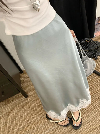 Lace Mesh High Waist Maxi Skirt