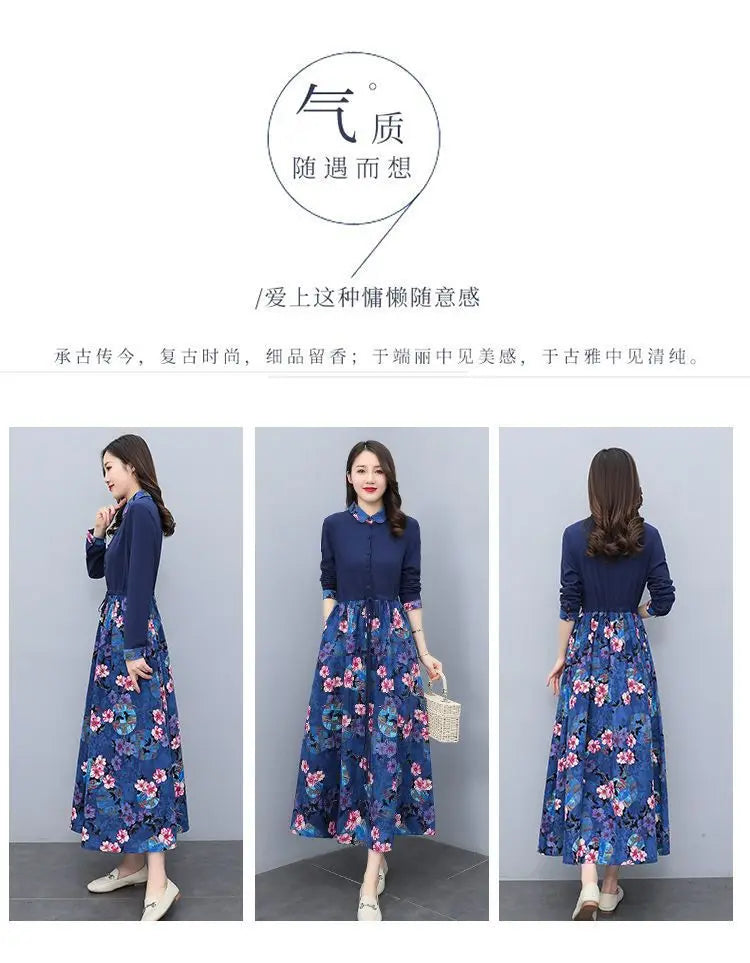 Printed Collared Shirt Maxi Dress