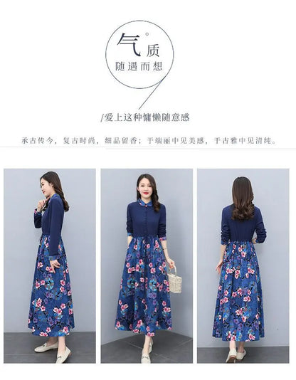 Printed Collared Shirt Maxi Dress