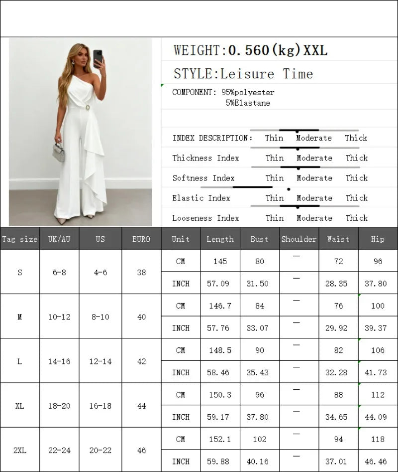White One Shoulder Ruffle Jumpsuit