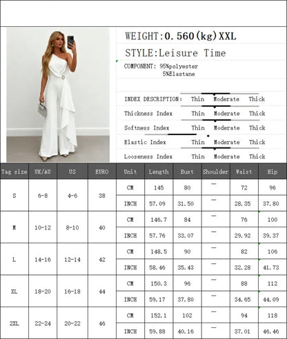 White One Shoulder Ruffle Jumpsuit