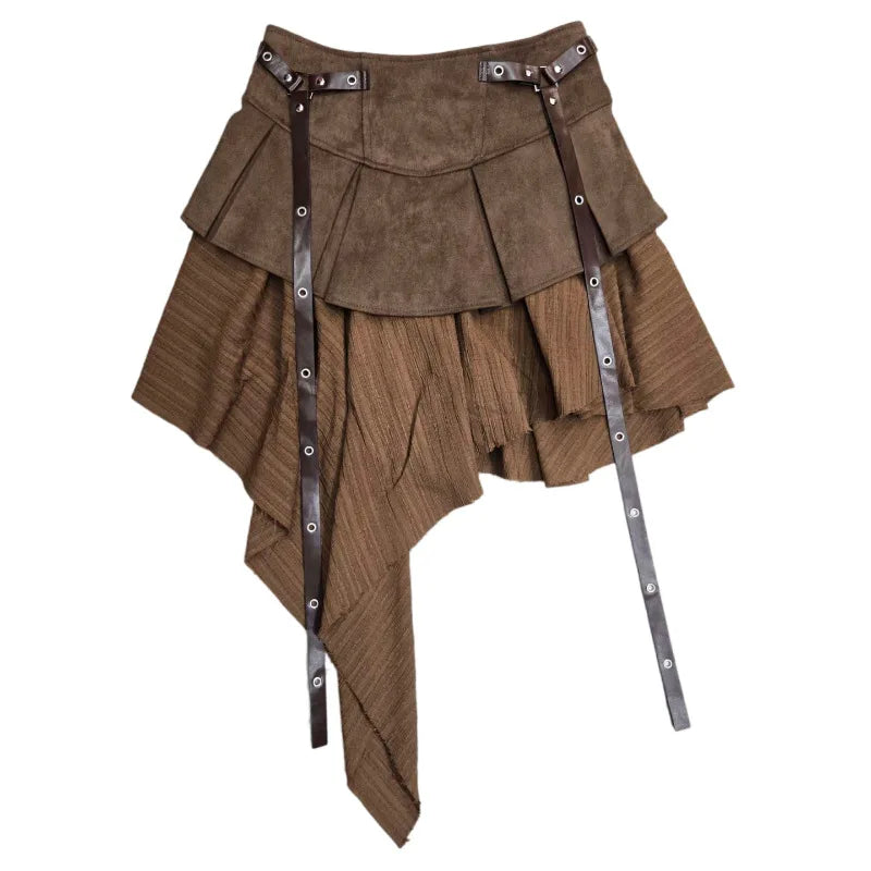 Pleated Splice Mini Skirt