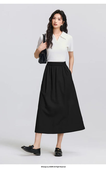 Cotton Lyocell Umbrella A-Line Skirt