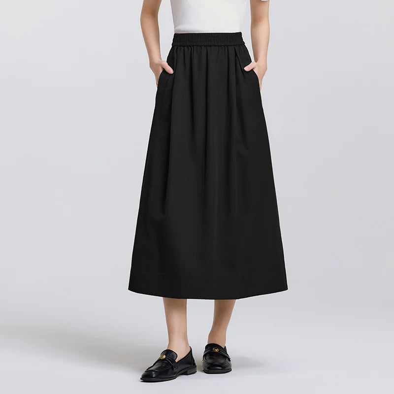 Cotton Lyocell Umbrella A-Line Skirt