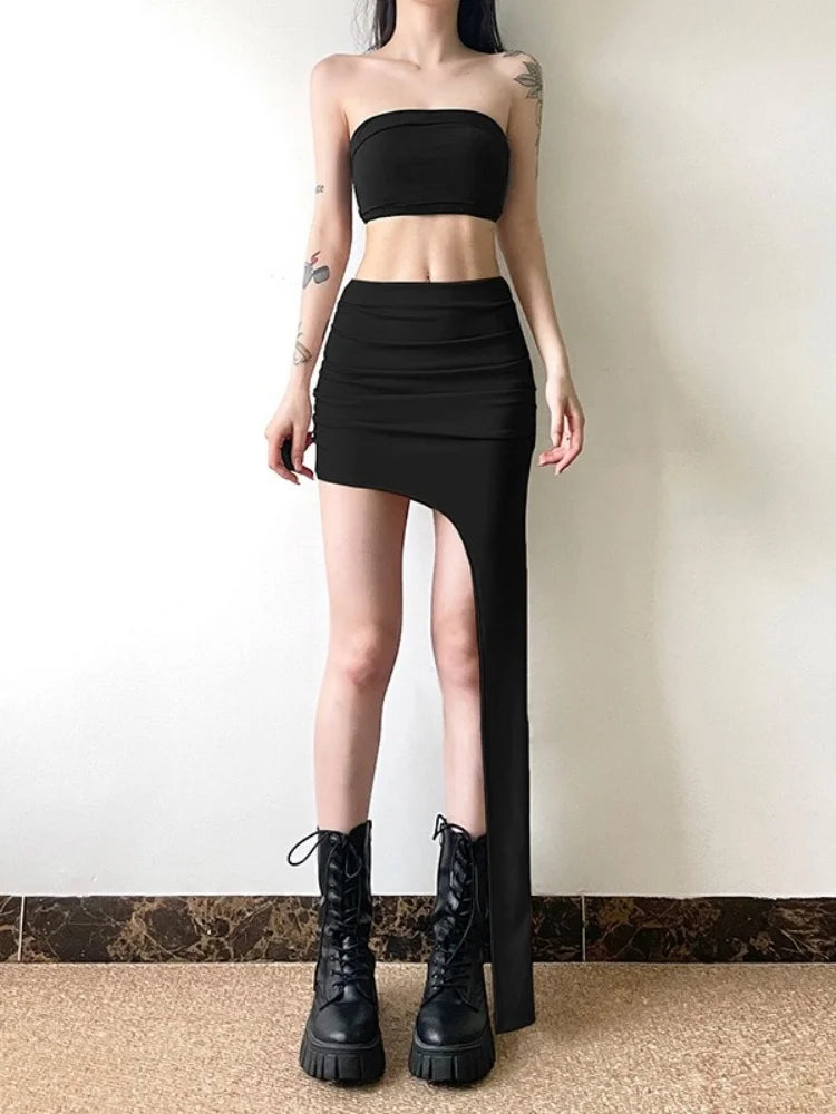 Asymmetric Hem Y2K Mini Skirt