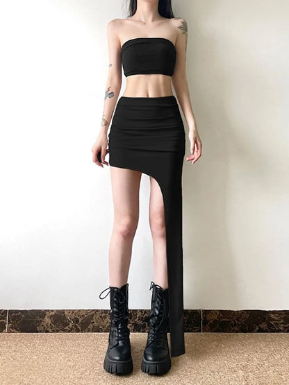 Asymmetric Hem Y2K Mini Skirt