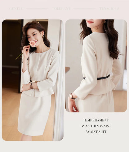 Belted Office Dress with Batwing Sleeves